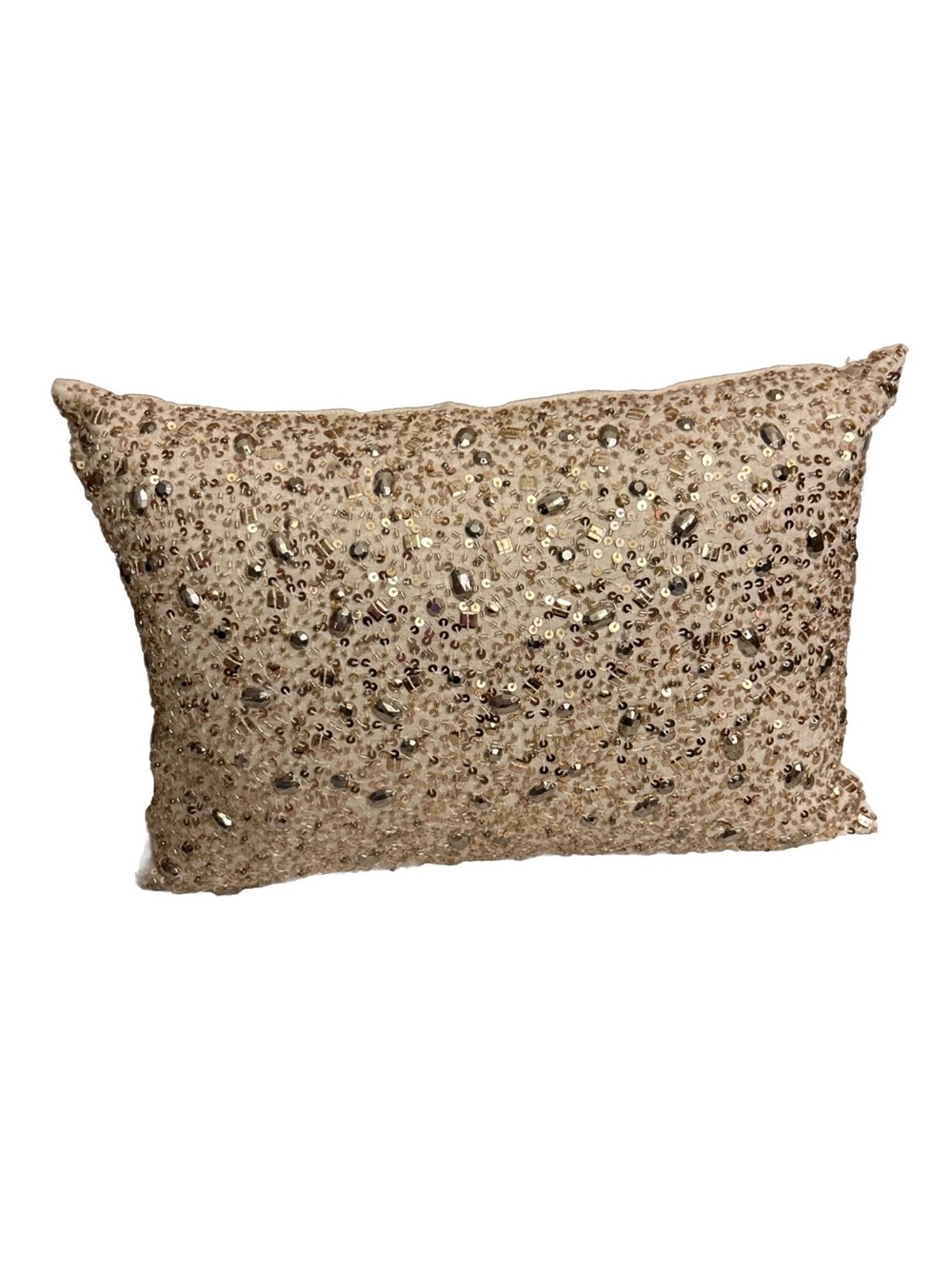 Pottery Barn Monique Lhuillier Sparkly Tan Accent Pillow With Gold Sequin